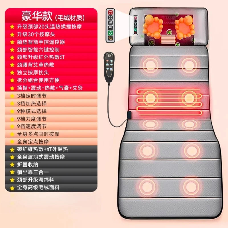 Full Body Electric Massage Mat with Heat Therapy - Tidesmit Back Massage Instrument A Tidesmit