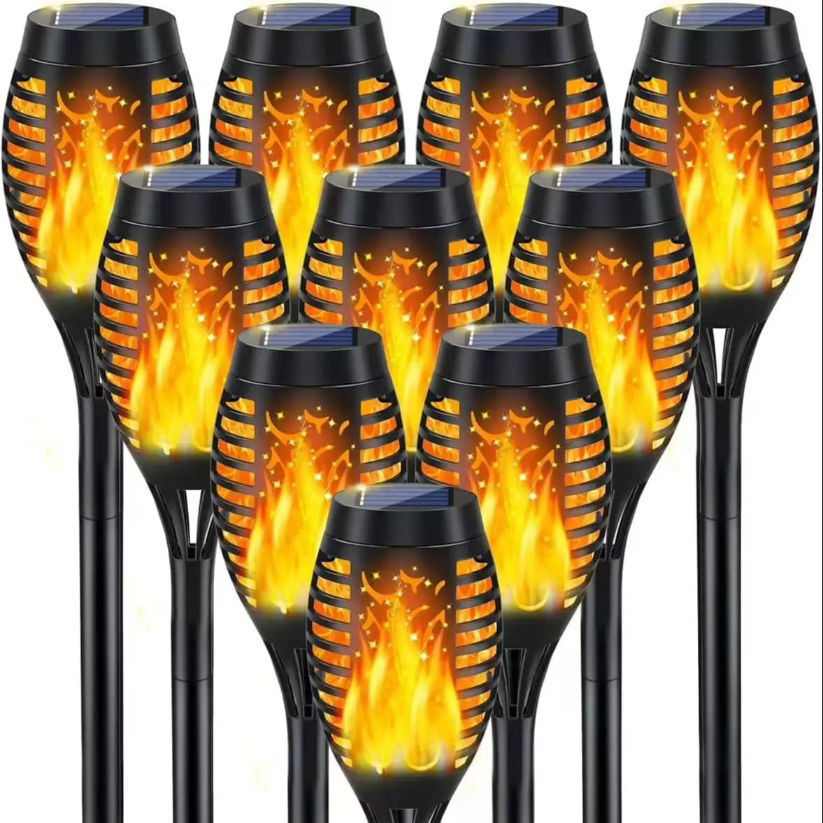 6/8/12 packSolar Torch Lights with warm Flickering Flame, Waterproof Outdoor Halloween Decorations for Garden Yard Path, Spooky Holiday Landscape Lighting for Haunted House Atmosphere, 51cm Solar Powered Stake Lights, 12cm Wi