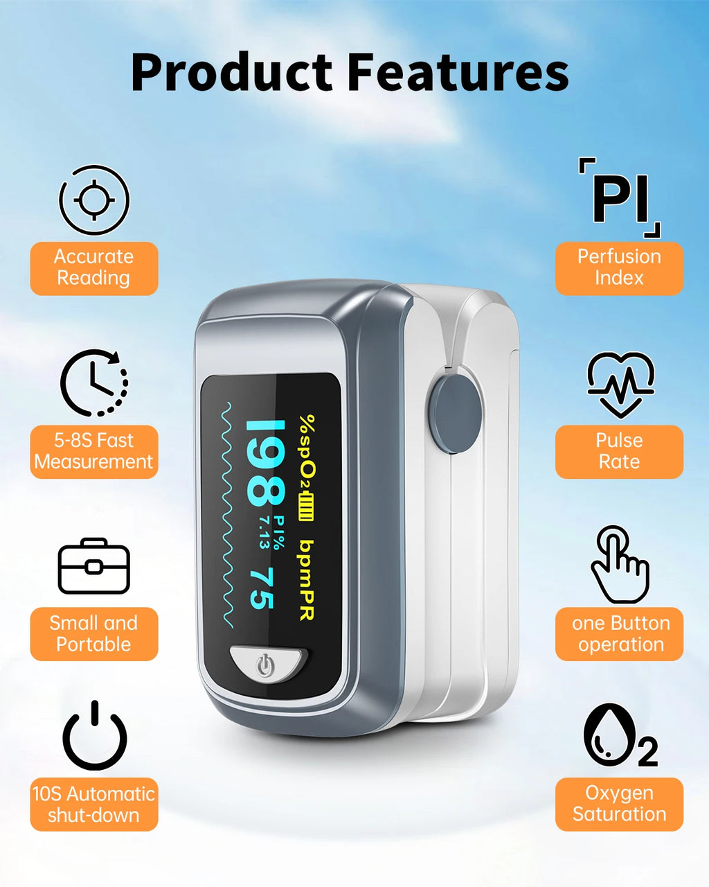 HealthTree Finger Pulse Oximeter Blood Oxygen Saturation Meter Heart Rate Monitor OLED Oximetro De Dedo SPO2 PR PI RR Bluetooth