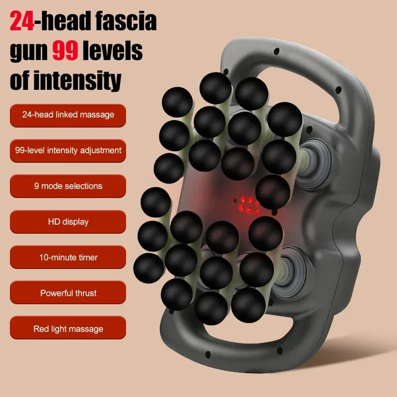Tidesmit Percussive Therapy Massage Gun - 16-24 Speed Deep Tissue Recovery Fascia Gun Grey-24 Tidesmit