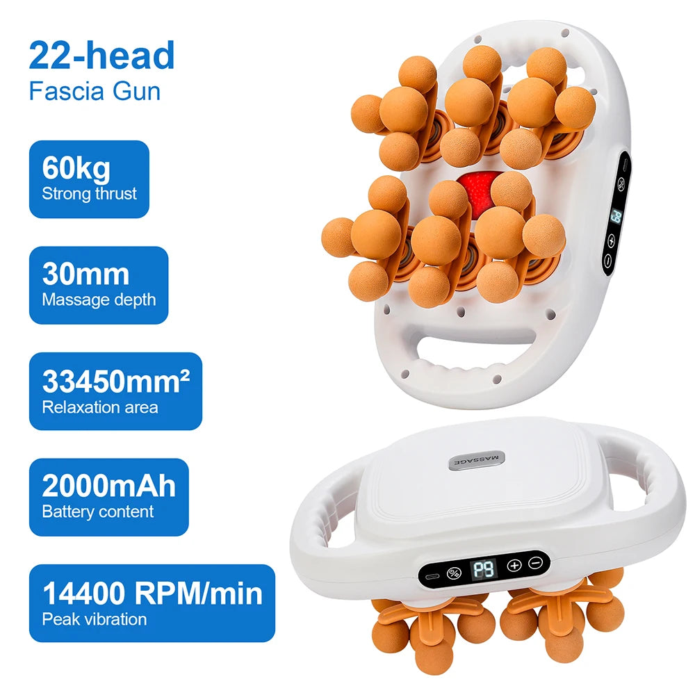 Deep Tissue Massage Gun with 99 Speed Settings and Heat Therapy Back Massage Instrument 32 head 1 Tidesmit