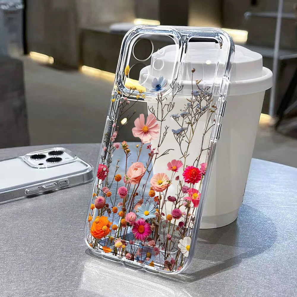 Purple Flower Phone Case for iPhone 16 - Slim Fit Shock-Absorbing Cover Clear JW40 Tidesmit