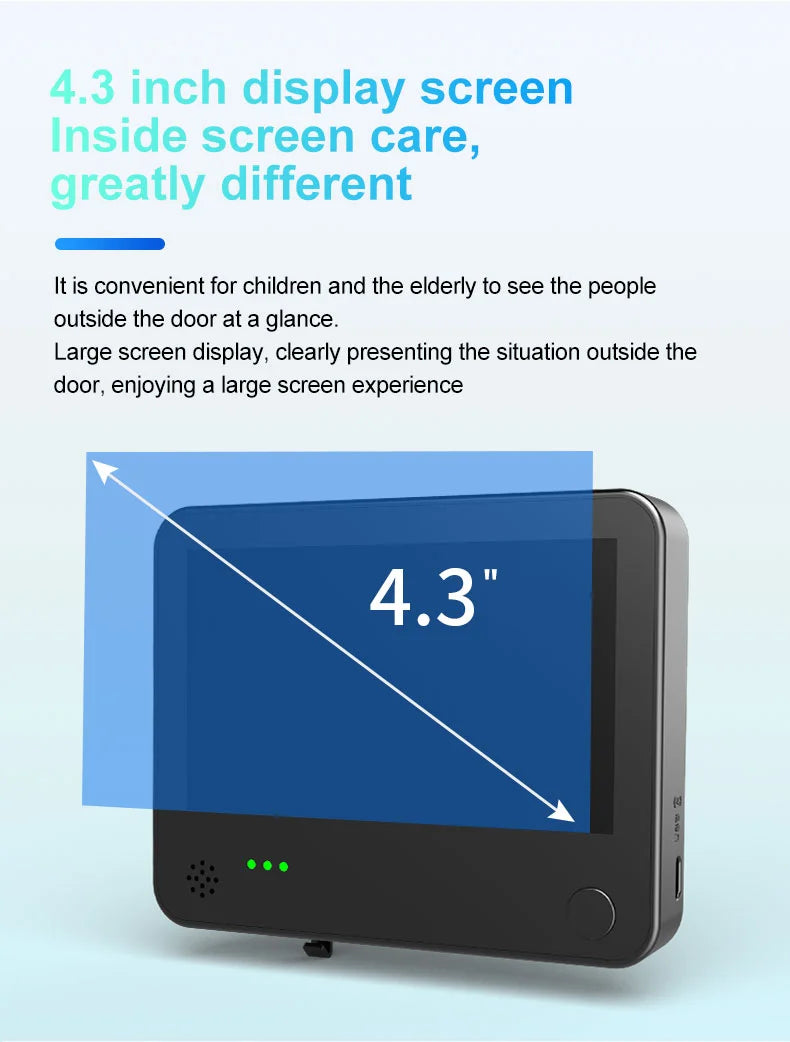 Danmini Digital Door Peepholes 4.3 Door Bell Visual Doorbell Security Camera Outdoor Housing Wireless Bell HD Peephole Camera