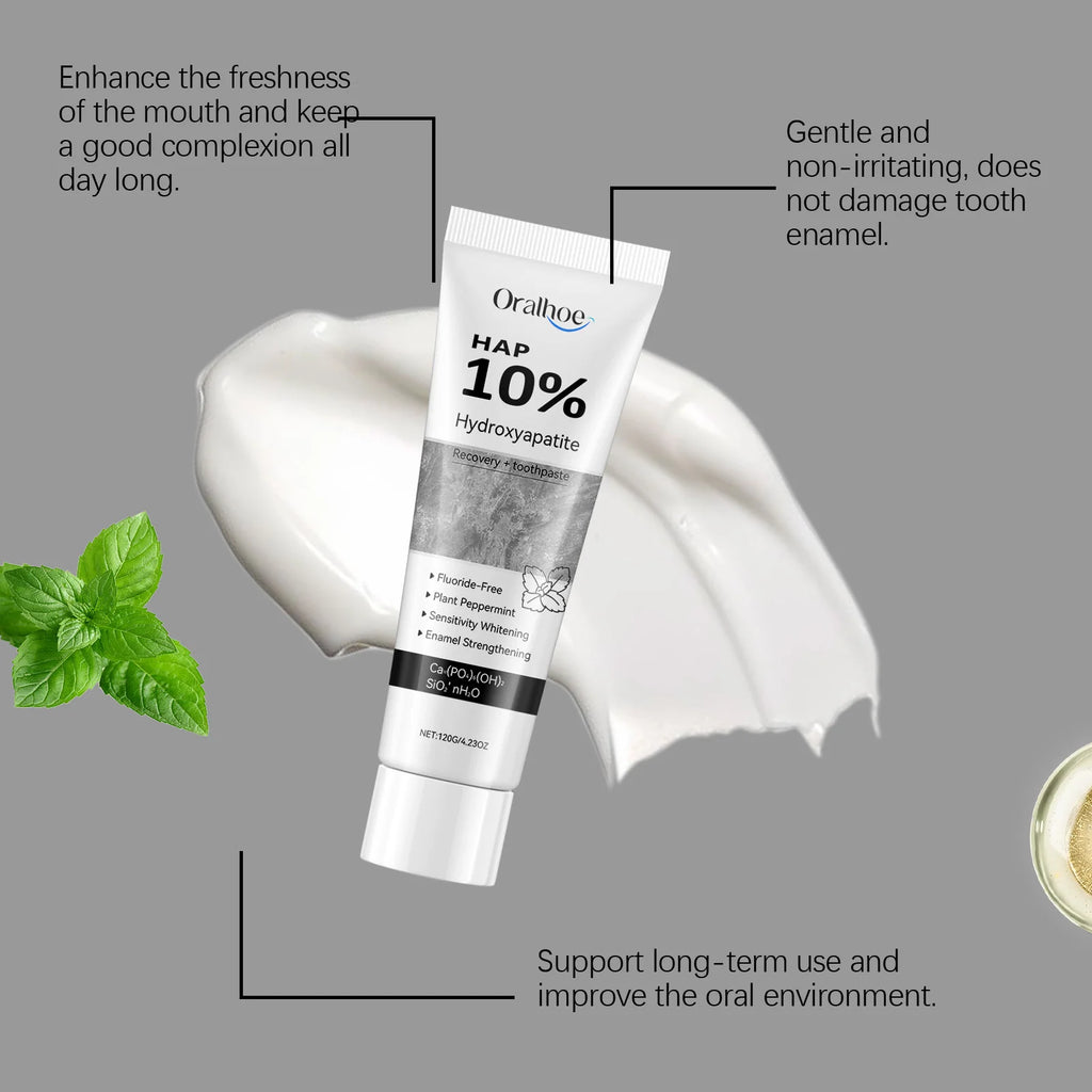 Tidesmit hydroxyapatite whitening toothpaste for enamel repair, stain removal, and fresh breath.