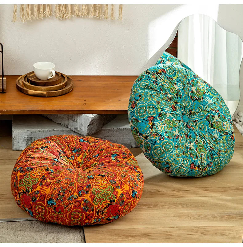 Bohemian Style Thickened Cotton Linen Cushion for Ground Lazy People with Moroccan Window Tatami Mat Pillow Puff Cushion That