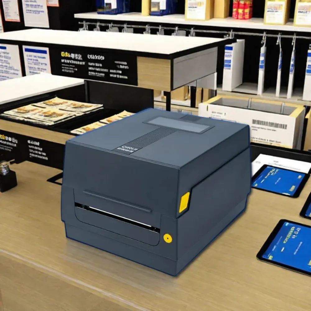 Desktop 110mm Barcode Shipping Label Printer USB Interface Thermal Transfer Printer With Ribbon