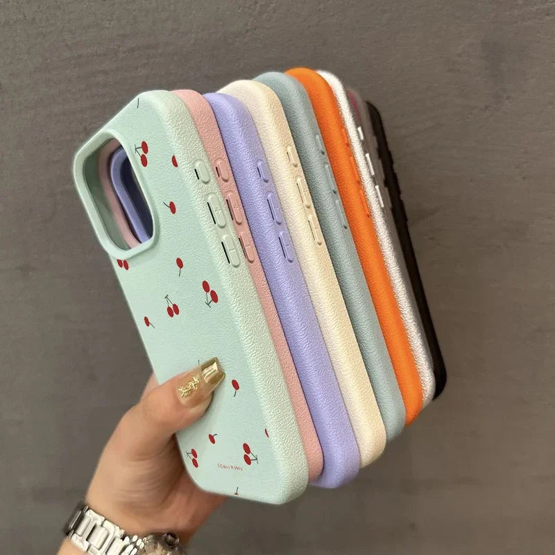 iPhone 16 Phone Case - Cherry Pattern Silicone Shock-Absorbing Cover Tidesmit