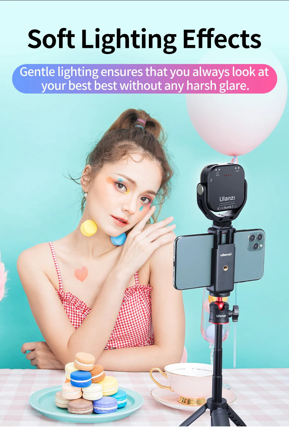 RGB Video Light for Camera & Smartphone - VL66 Portable LED Tidesmit