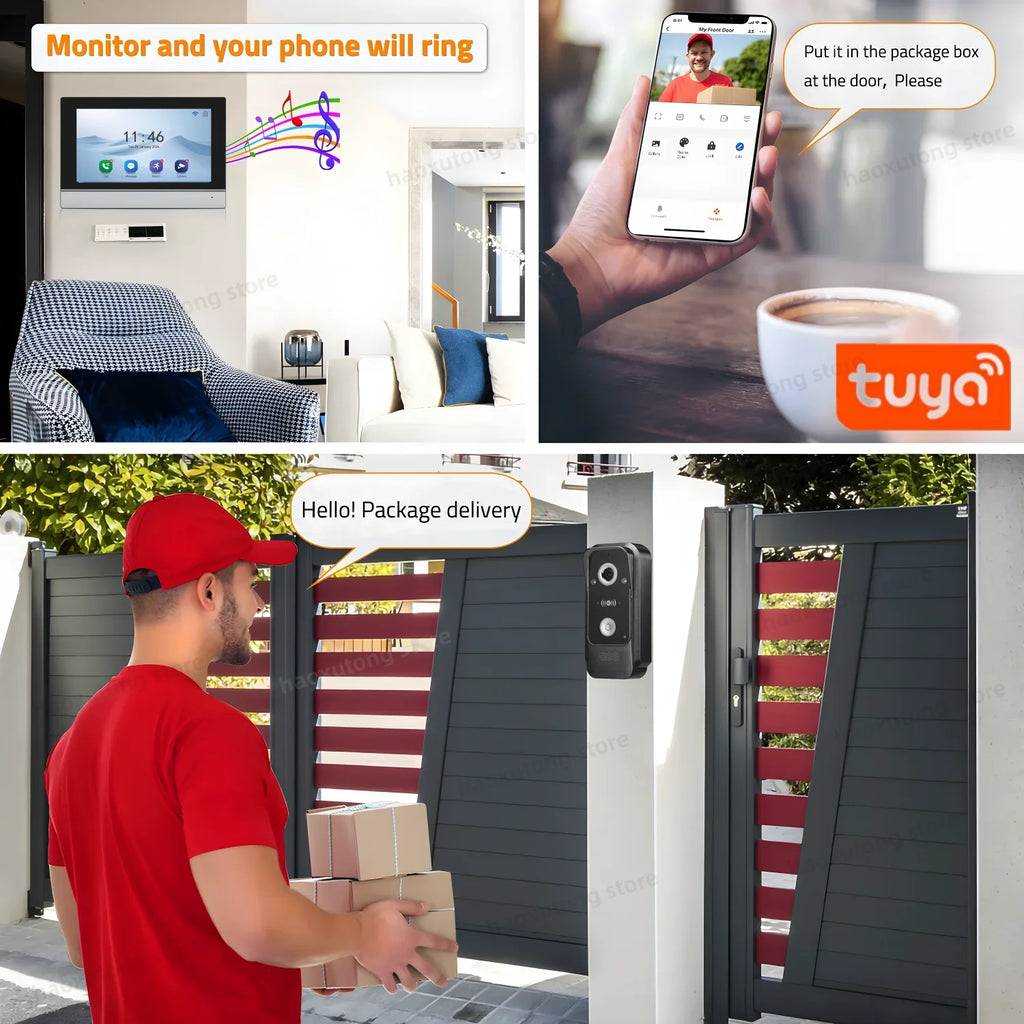 TUYA 1080P 10 Inch Video Intercom Touch Screen Wireless WiFi POE Wired Doorbell RFID Access Control Night Vision Waterproof
