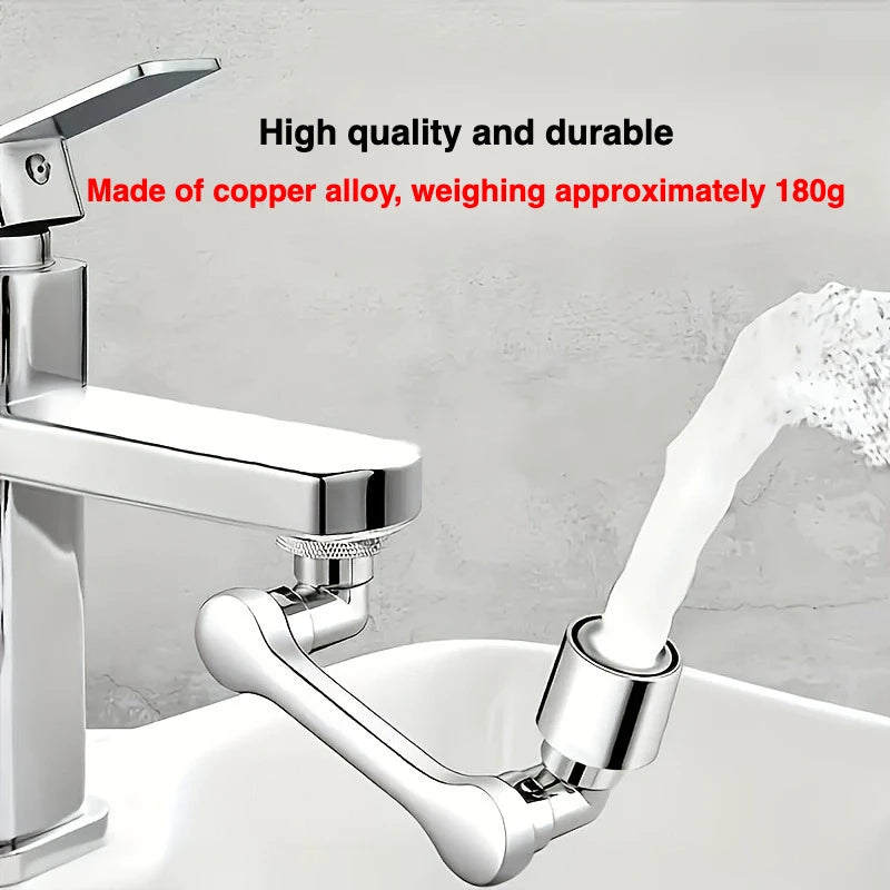 1440° Swivel Bathroom Faucet Nozzle Silvery Suitable for Kitchen Faucet Extender Washbasin Robotic Arm Home Renovation Accessory