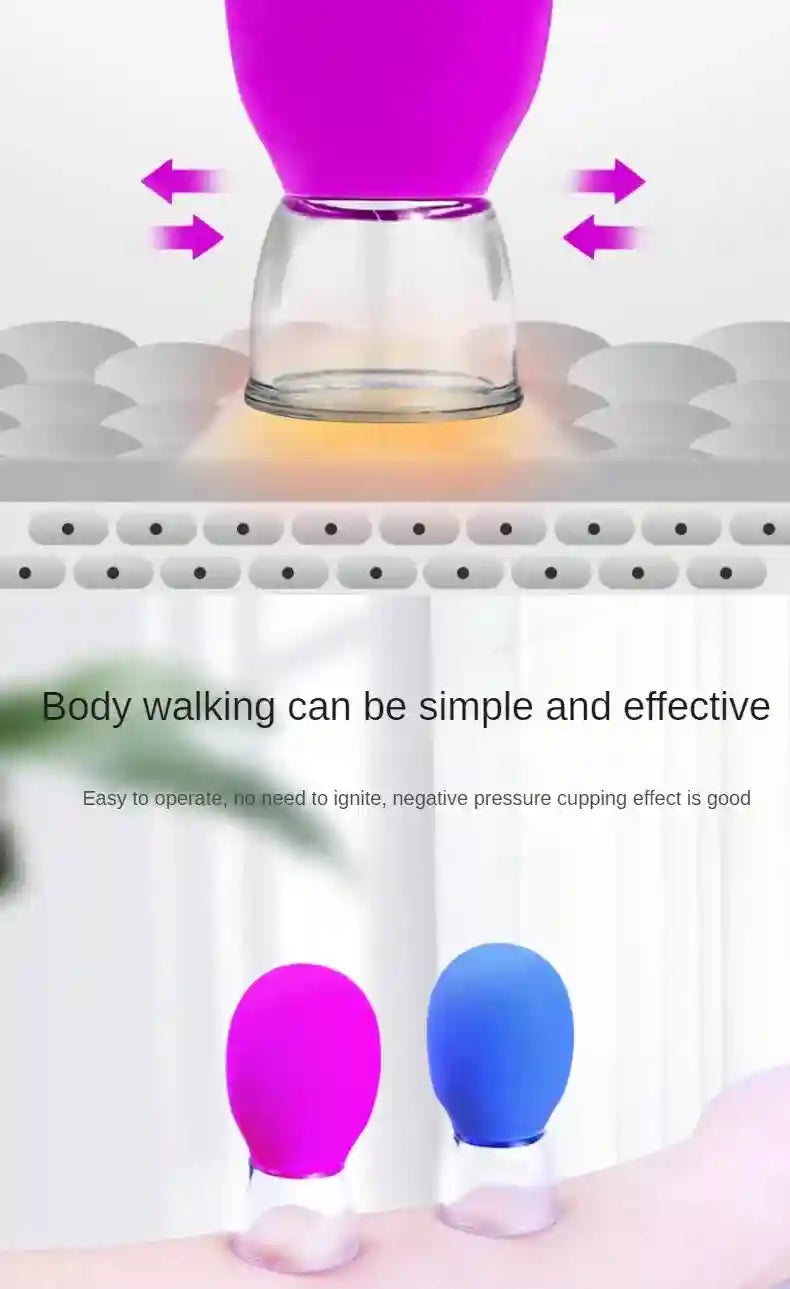 Silicone Cupping Massage Set for Face and Body - Purple and Blue Back Massage Instrument Tidesmit