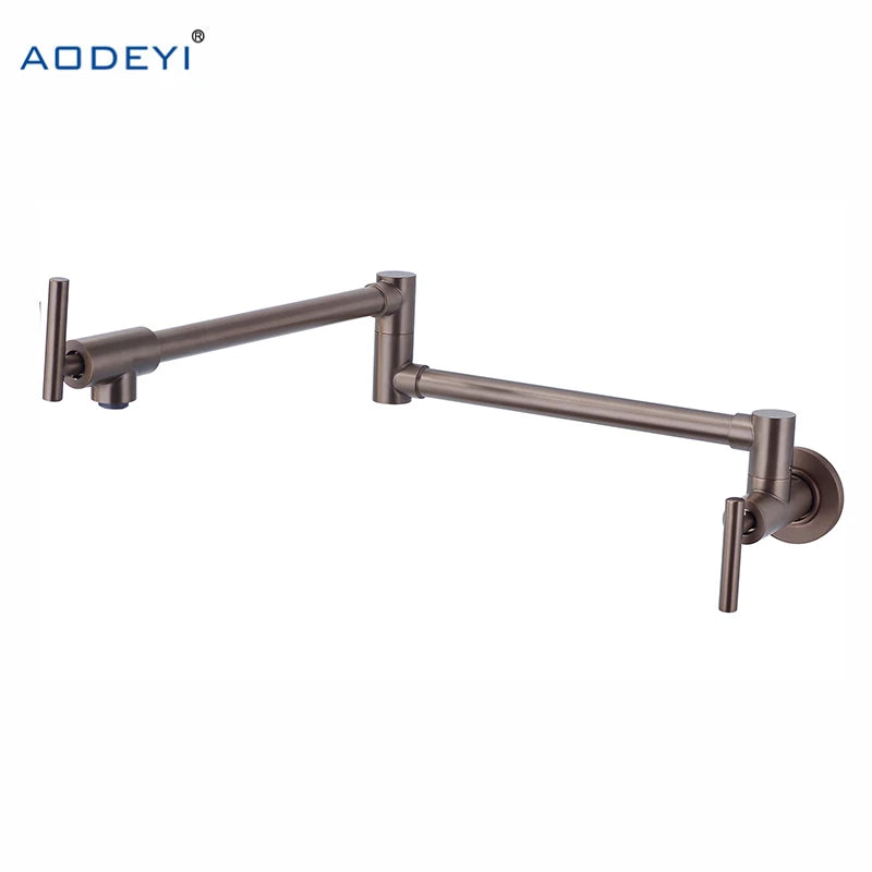 Brass Pot Filler Tap Wall Mounted Kitchen Sink Faucet Black Single Cold Taps Single Hole faucets 360 Rotate Folding Spout spigot
