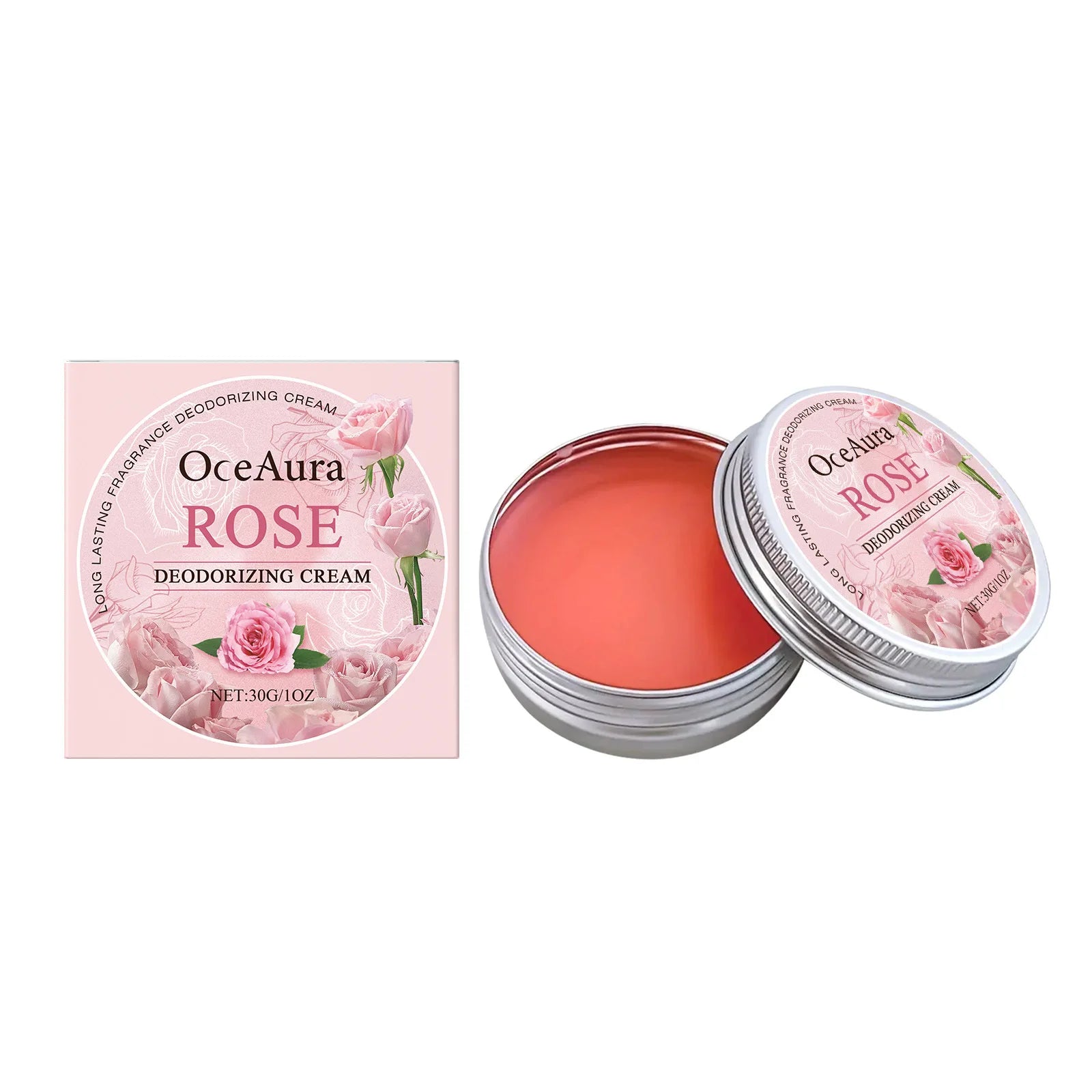 Tidesmit OceAura Rose body cream duo with peony and lily for odor neutralization in a non-greasy portable 30g size