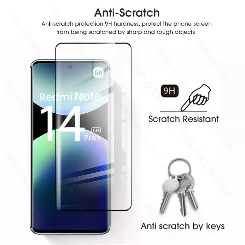Redmi Note 14 Pro Plus 9D Curved Tempered Glass Screen Protector Tidesmit