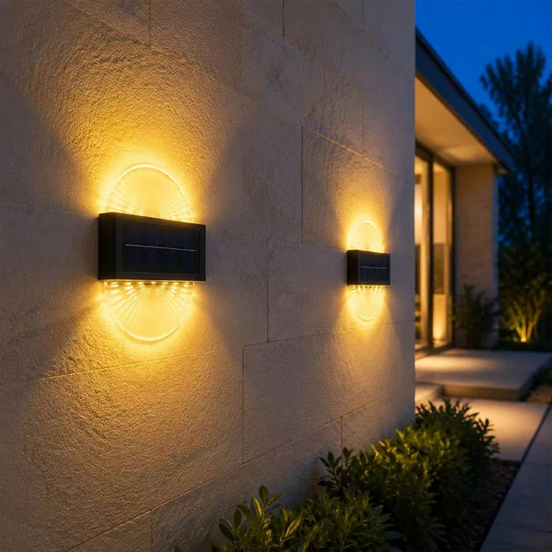 Solar Outdoor Light, Waterproof With Fan-Shaped Lampshade, LED Deck Lights For Patio, Garden, Villa, Wall, Terrace, Railing