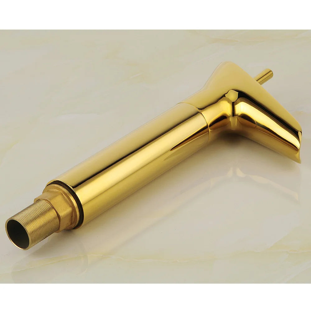 5*16*31cm Modern Golden Bathroom Faucet, Deck Mount Bathroom Single Handle Faucet for Homes, Bathrooms, Washbasins, Restaurants