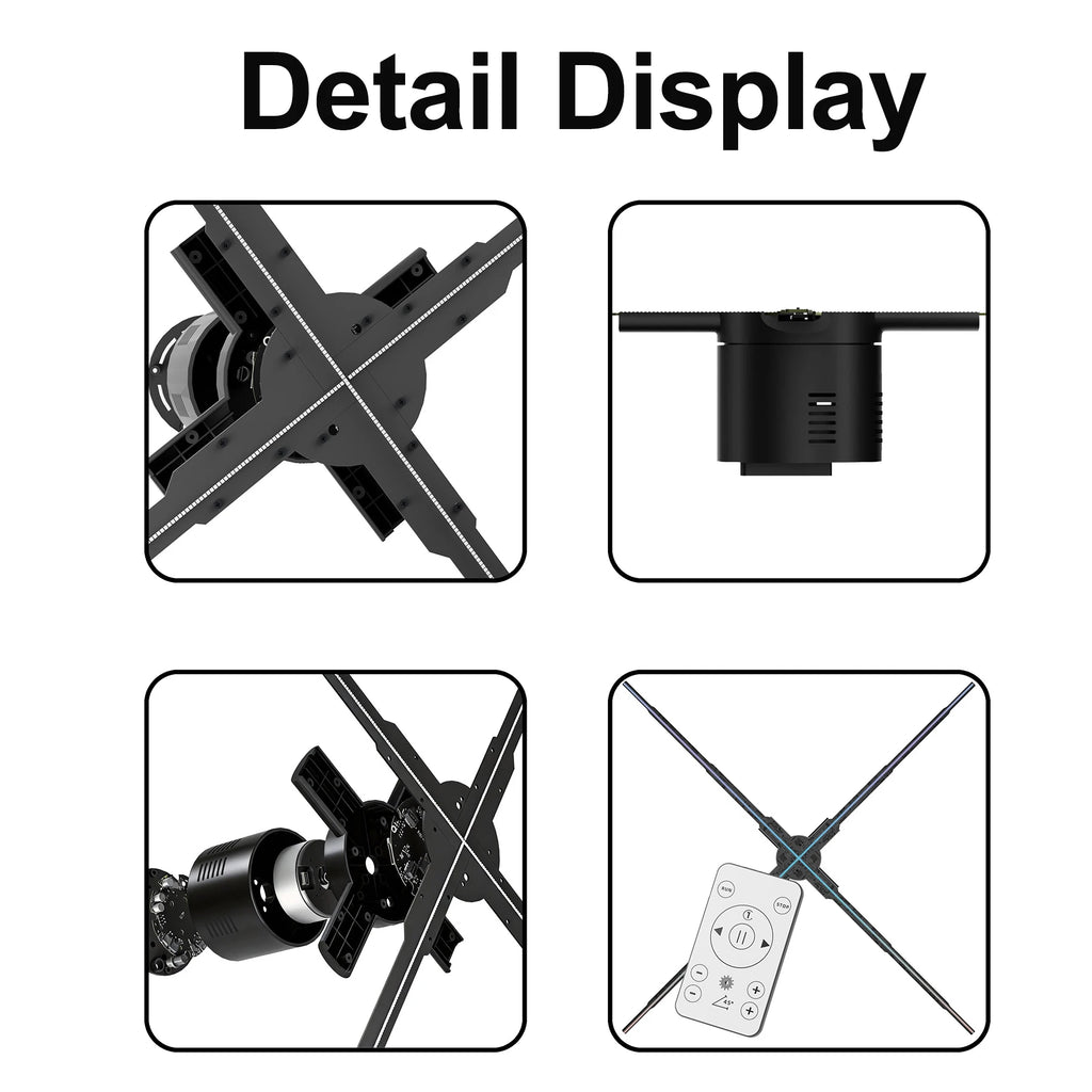 Ultra HD 65cm 100cm 3D Fan Hologram Projector Holographic Advertsing Lights LED Sign Lamp Support Cloud Controll WIFI Display