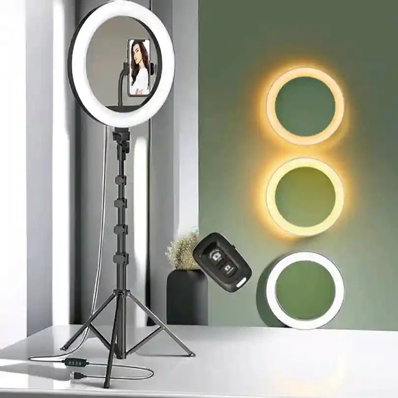 12 Inch LED Ring Light with Adjustable Tripod for Content Creation Tidesmit
