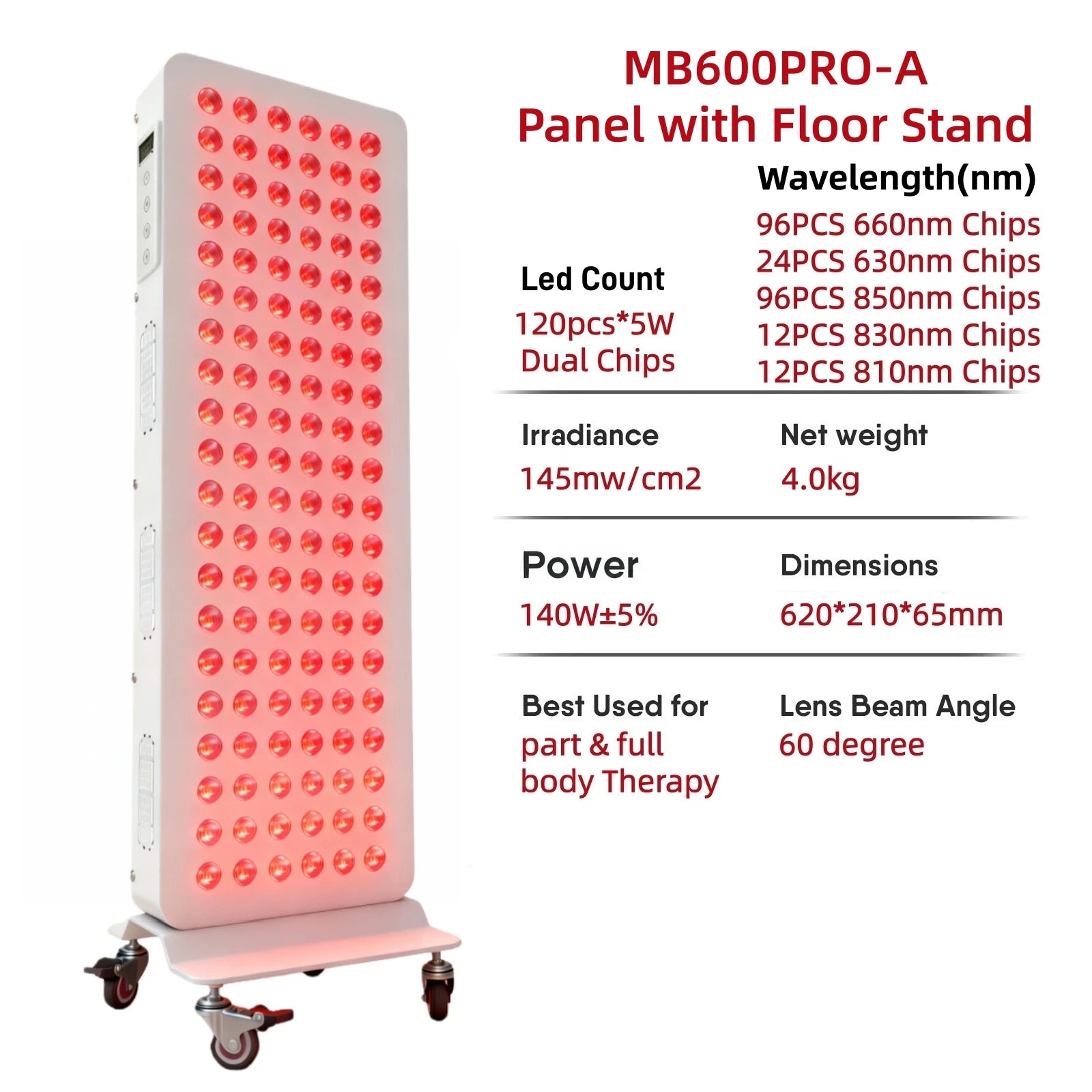 Elite Grade Red Light Therapy Panel For Face Body Dual Chip 630nm 660nm Red 810nm 830nm 850nm Near Infrared LED Beauty Devices