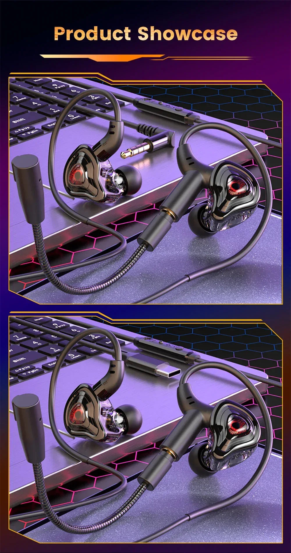 Wired In-Ear Headphones with Dual Microphone - Tidesmit 90° Elbow Tidesmit