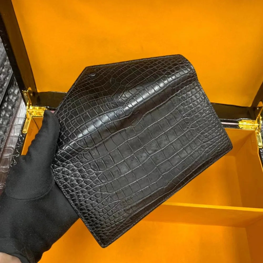 Authentic crocodile leather women's handbag fashion party bag girl high-quality crocodile wallet well-known design card bag