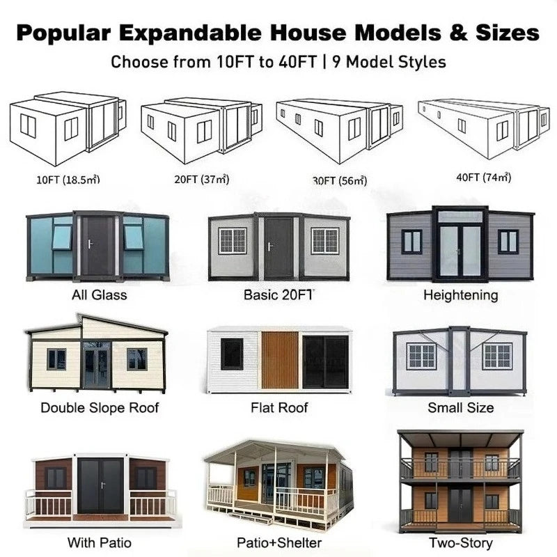 Ready Ship Luxury 40 Ft 20ft Prefab Mobile Container House 2 Bedroom Steel Prefabricated Home Local Standards Villas Outdoor Use