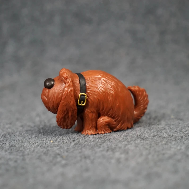 Cute brown cartoon dog figurine with collar, perfect for pet-themed desktop decor, collectible toys, or holiday gifts.