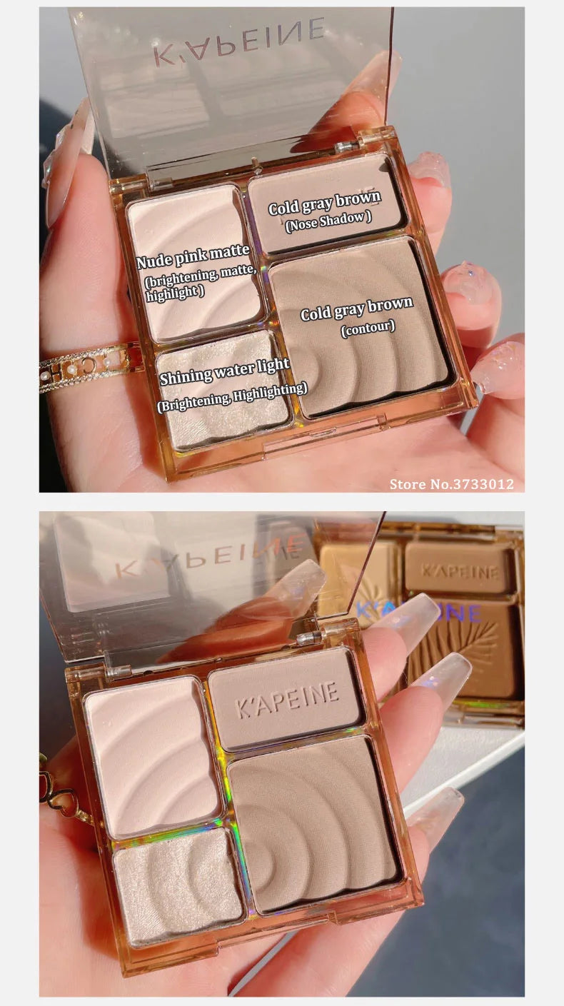 Tidesmit 4-Color Matte Highlighter and Bronzer Palette shade swatch for 3D facial contouring and brightening