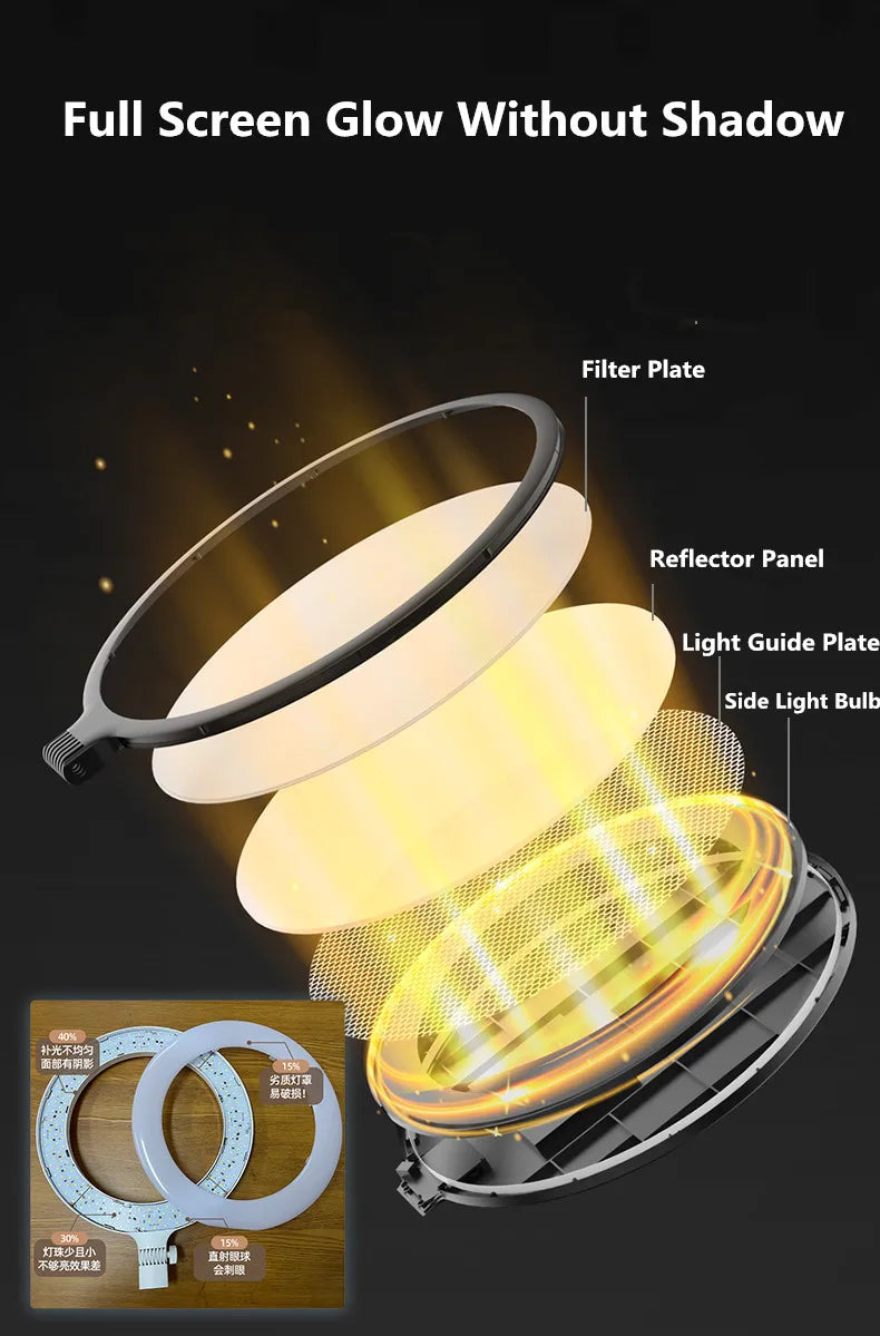 10-Inch LED Ring Light with 2M Adjustable Tripod for Professional Streaming Tidesmit