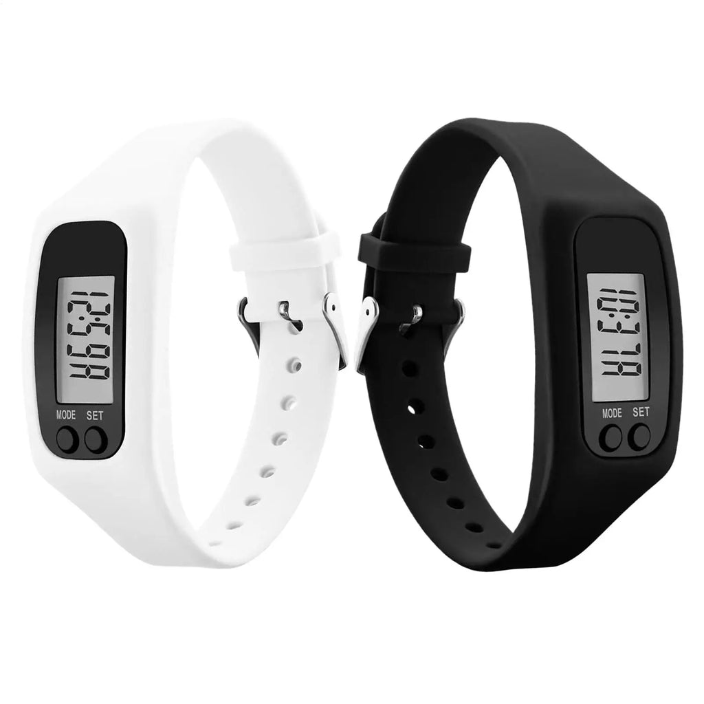 LCD Pedometer Bracelet Step Counter Watch Time Display Silicone StepTracker Multi-Function Fitness Watch For Adults Kids