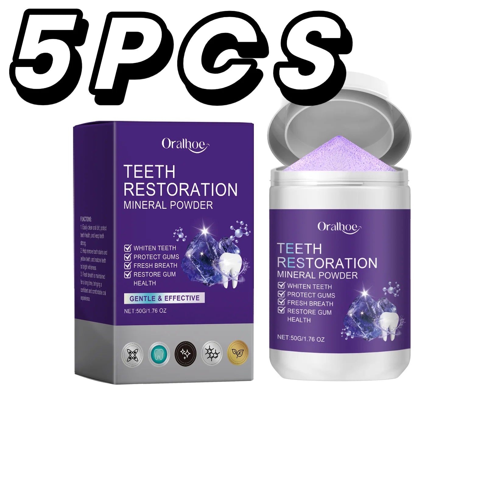 Tidesmit Teeth Restoration Mineral Powder for whitening and stain removal for fresh breath