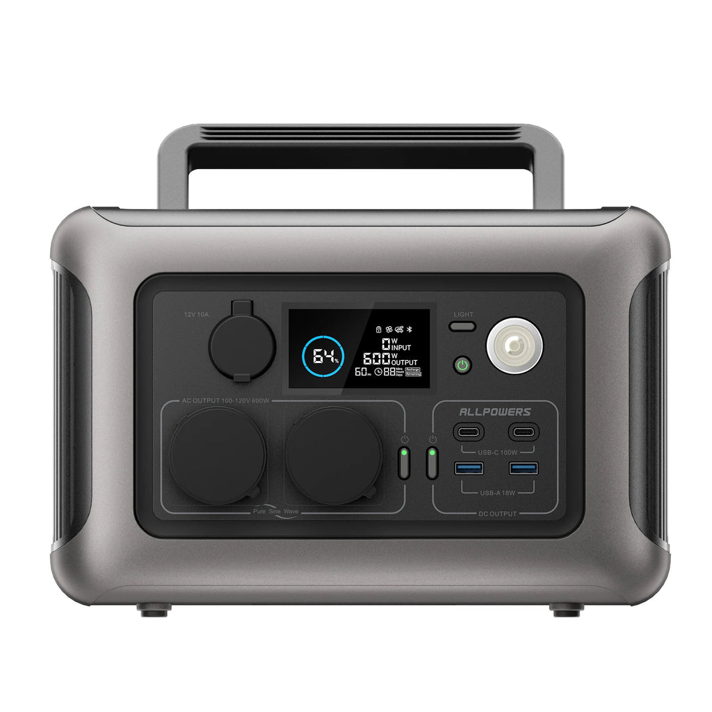 ALLPOWERS R600 Portable Powerstation with Solarpanel (Optional)，299Wh 600W LiFePO4 Battery for Home Backup Outdoors Camping RV