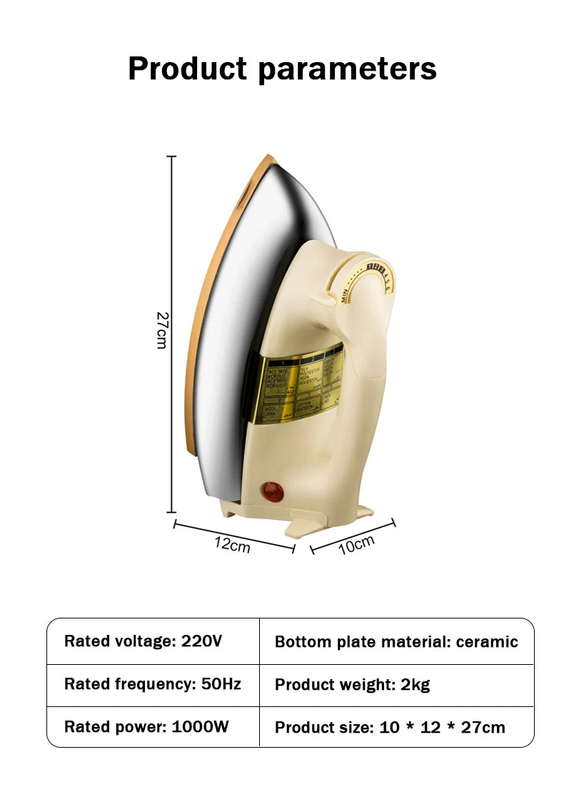 Tidesmit 1000W mini handheld electric iron for clothes and DIY ironing stickers, portable vintage style dry iron