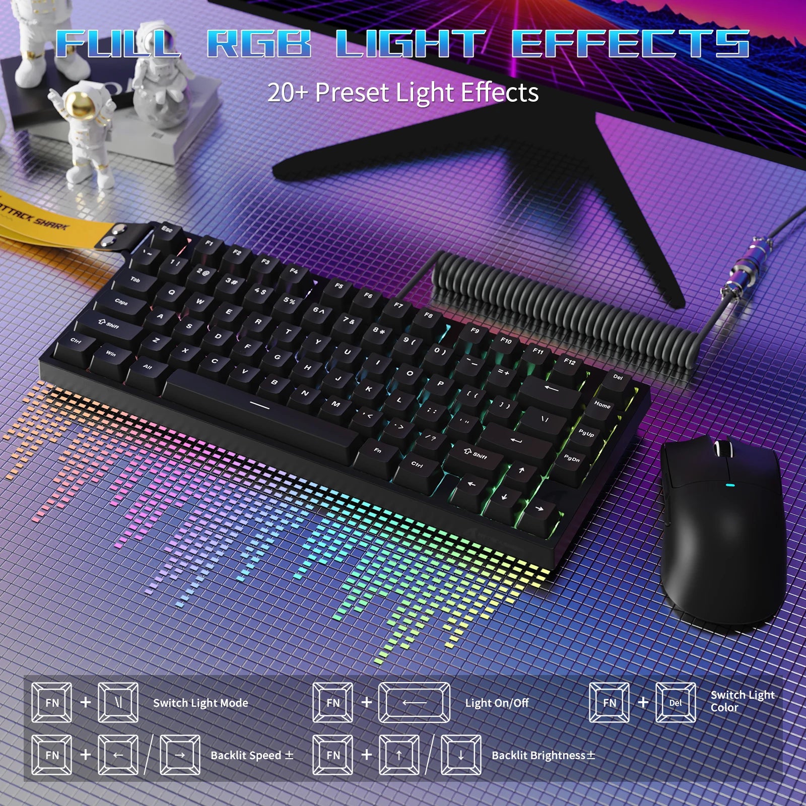 ATTACK SHARK R82 HE Rapid Trigger Wired Mechanical Gaming Keyboard TKL NKRO with 8K Polling,0.005mm RT Accuracy,256K Scan Rate,