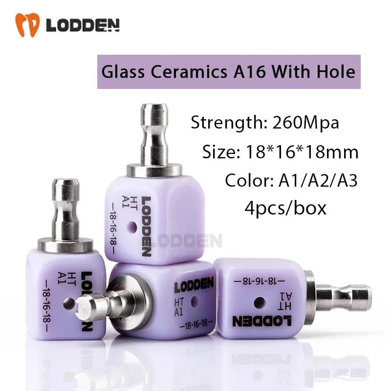 Lodden A16 Lithium Disilicate with Hole Glass Ceramic Block CAD CAM Dental Lab Material For Veneer Restoration