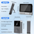 4.3 Inch Doorbell with Camera, Video Doorbell Radio IP65 Waterproof Door Intercom 170° Viewing Angle, Night Vision, 6 Ringtones