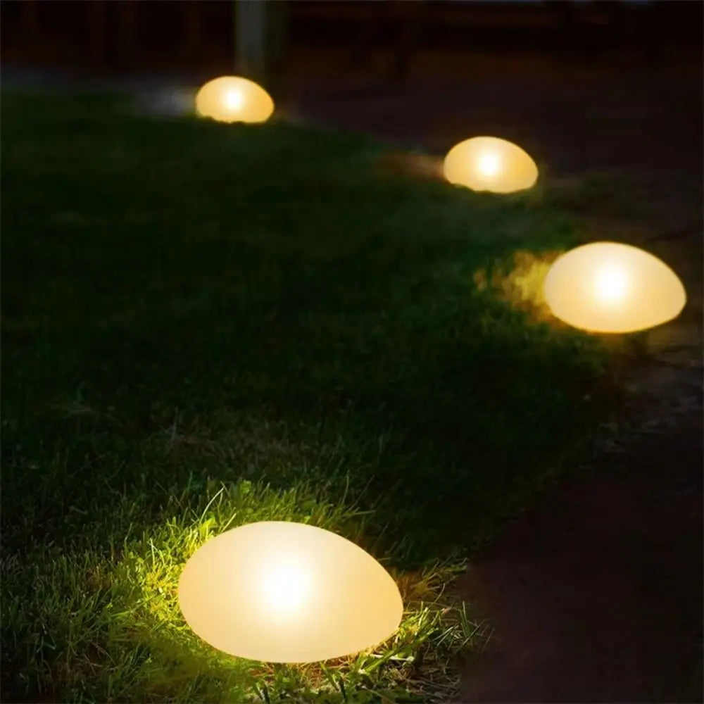 Solar Stone Light Frosted Glass Ground Lamp Outdoor Waterproof Lantern for Garden Green Light Lawn Courtyard Decorative Lamp