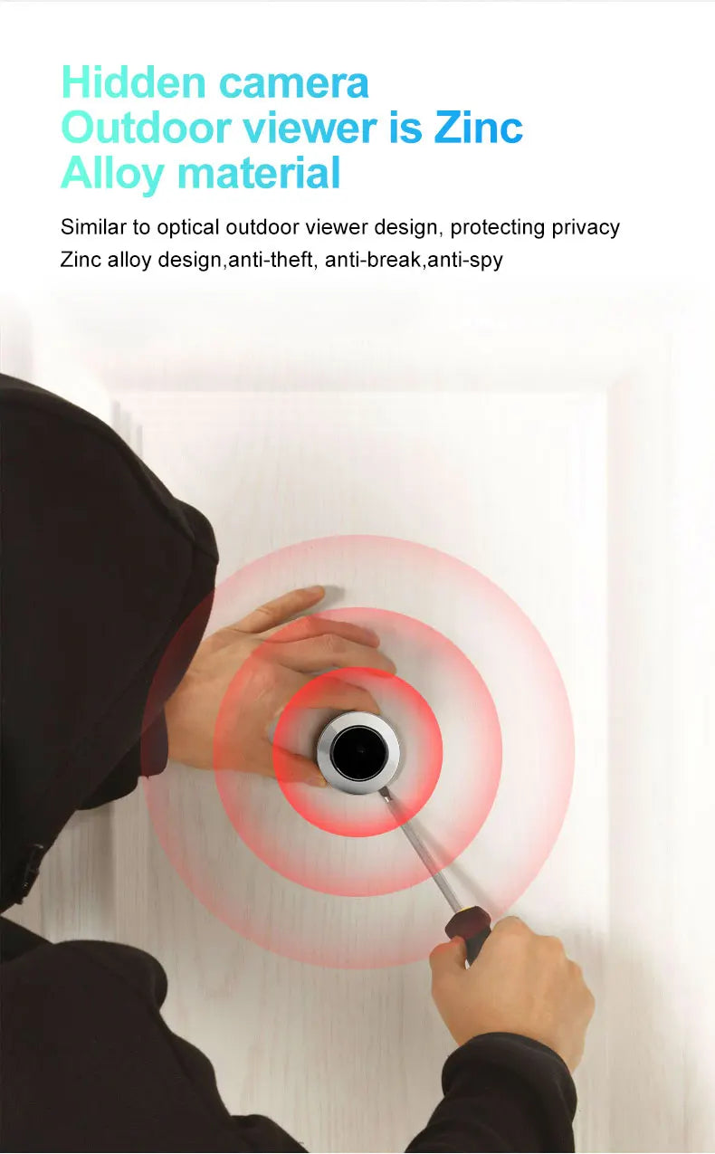 Danmini Digital Door Peepholes 4.3 Door Bell Visual Doorbell Security Camera Outdoor Housing Wireless Bell HD Peephole Camera