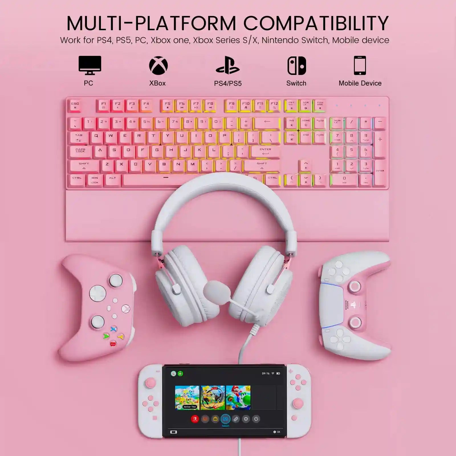 Wired Gaming Headphones with Detachable Mic for PC PS5 and Xbox Tidesmit