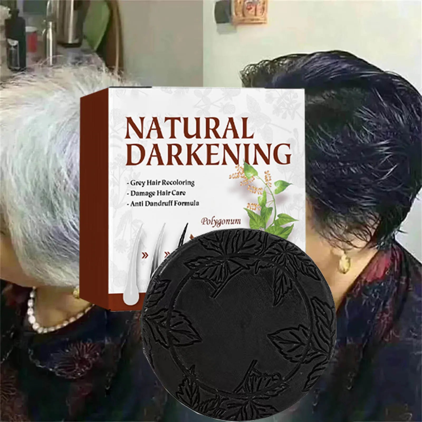 White hair killer, polygonum multiflorum shampoo soap，remove gray hair and restore natural hair color in 7 days