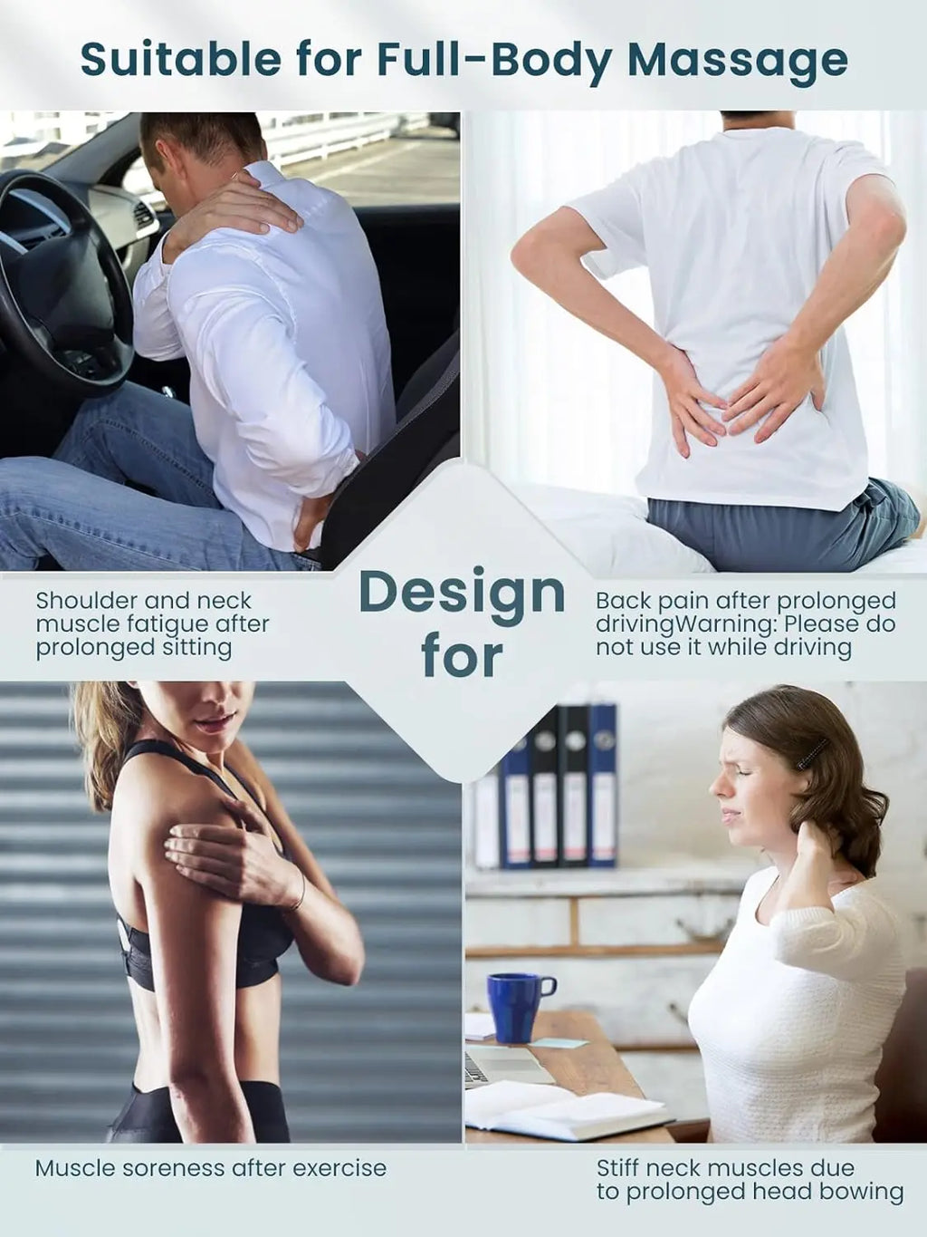 Shiatsu Neck and Shoulder Massager - Deep Tissue Heat Therapy Back Massage Instrument Tidesmit