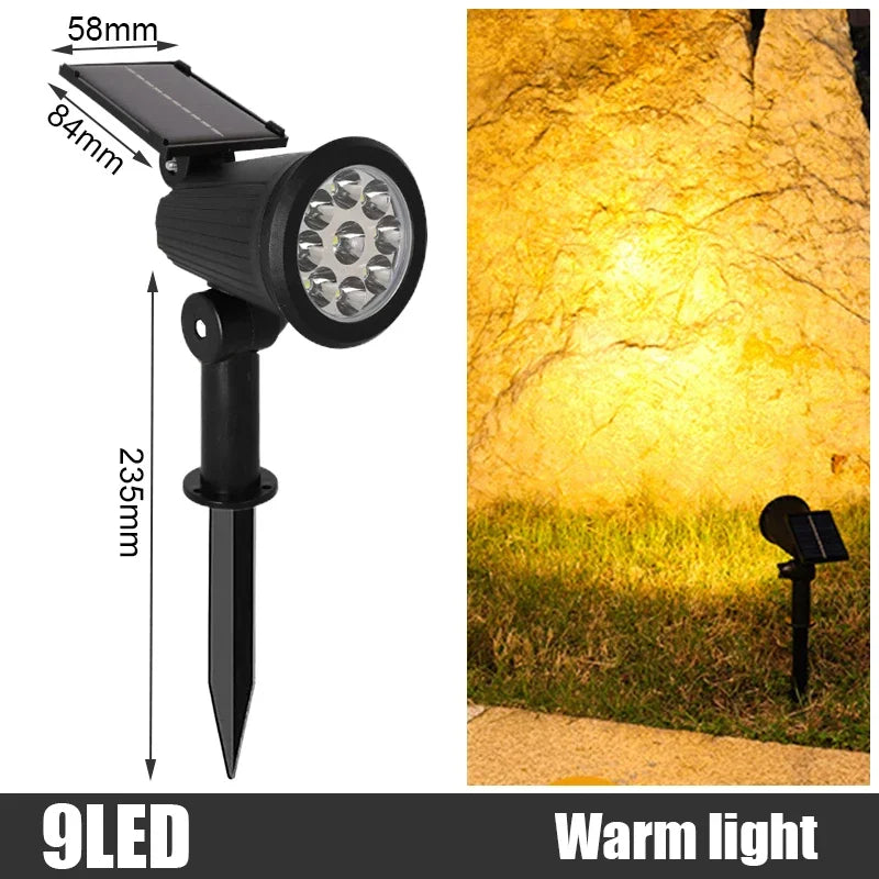 2/9LED Solar Spot Light Outdoor Waterproof Spotlights Solar Garden Lights Landscape Lighting Decoration Pathway Lawn Lamp