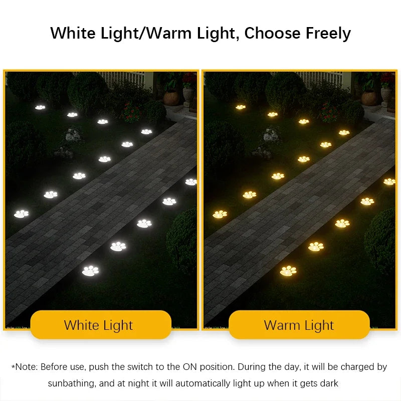 4PCS, Solar LED Lights, Outdoor Lights, Pet Dog Paw Lights, Smart Light Sensor Switches, Ideal for Garden Lawn Lighting