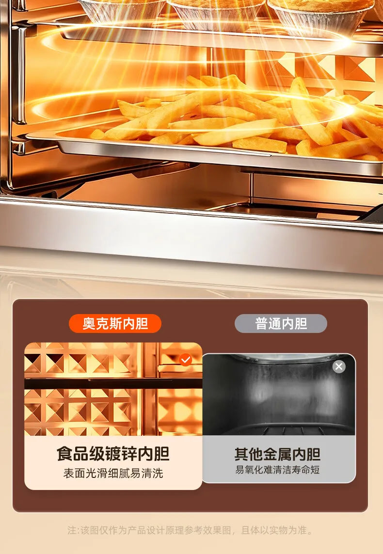Air fryer 20L household visual automatic flip free multifunctional touch screen double-layer steam oven integrated machine