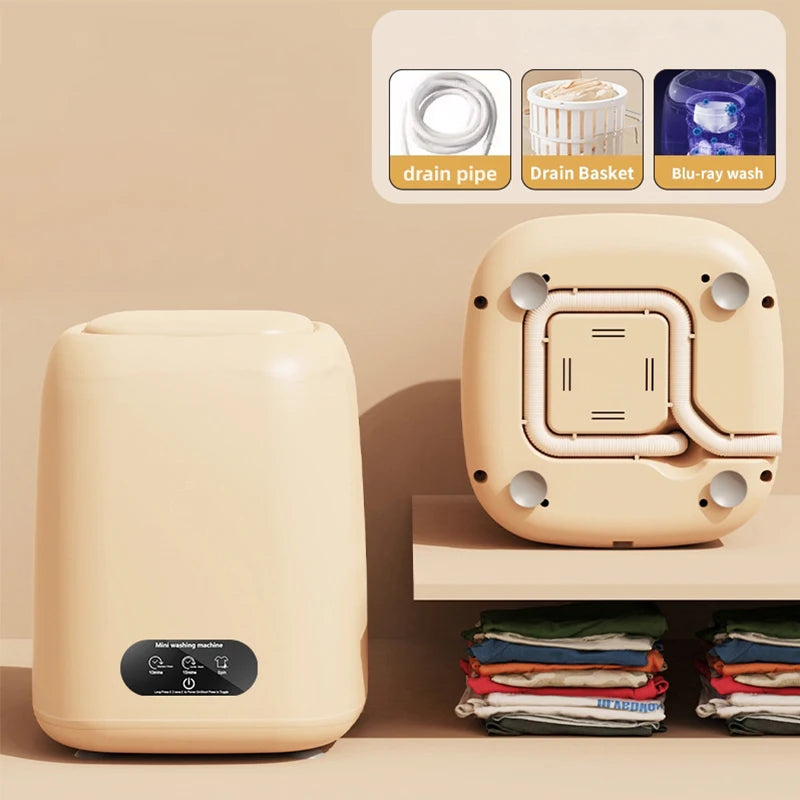 Tidesmit portable washing machine and spin dryer side view showing 3 deep cleaning modes for RV and dorm laundry