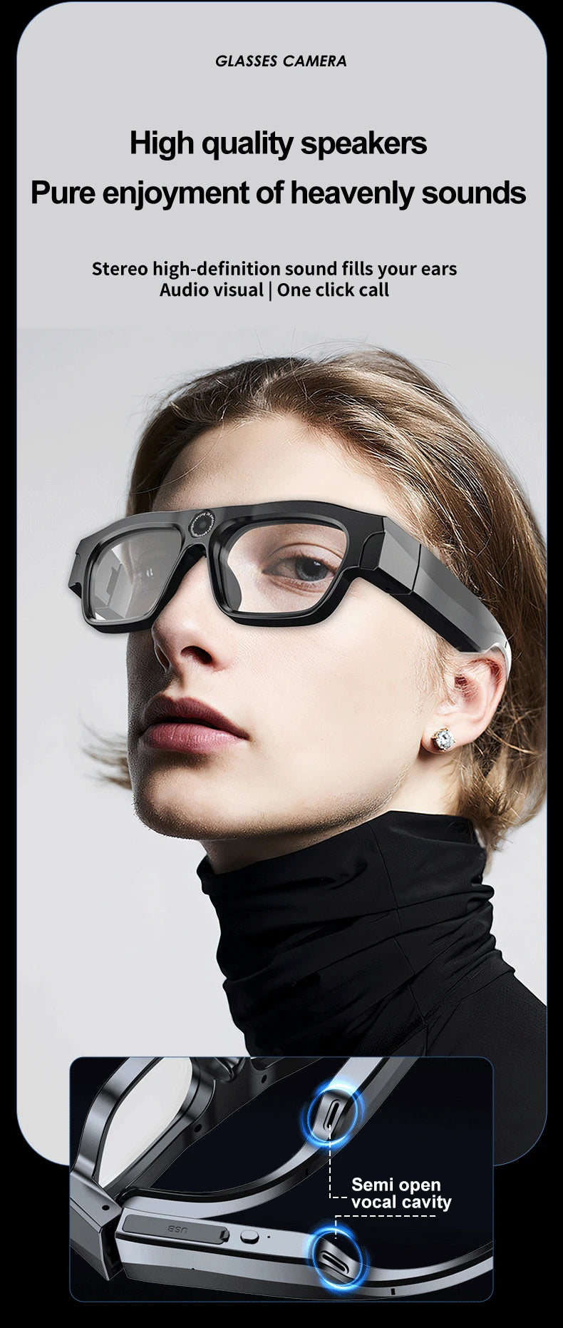 Smart Glasses With 4K Camera - Bluetooth Audio - Tidesmit 64G Tidesmit