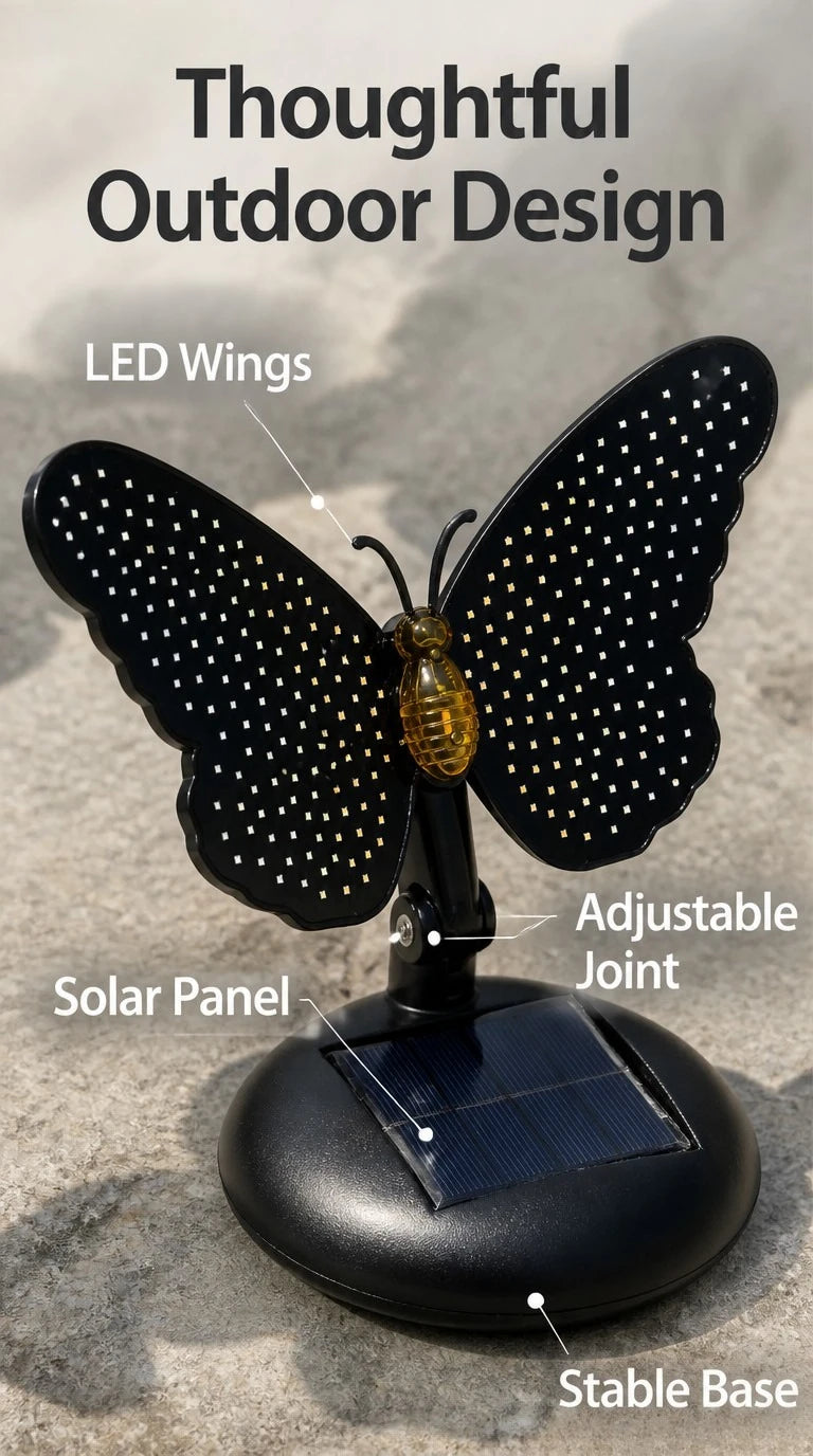 Outdoor Solar Butterfly Lamp 210 LEDs Hanging Wall Fence Art Decoration Solar Landscape Light for Garden Yard Patio Porch