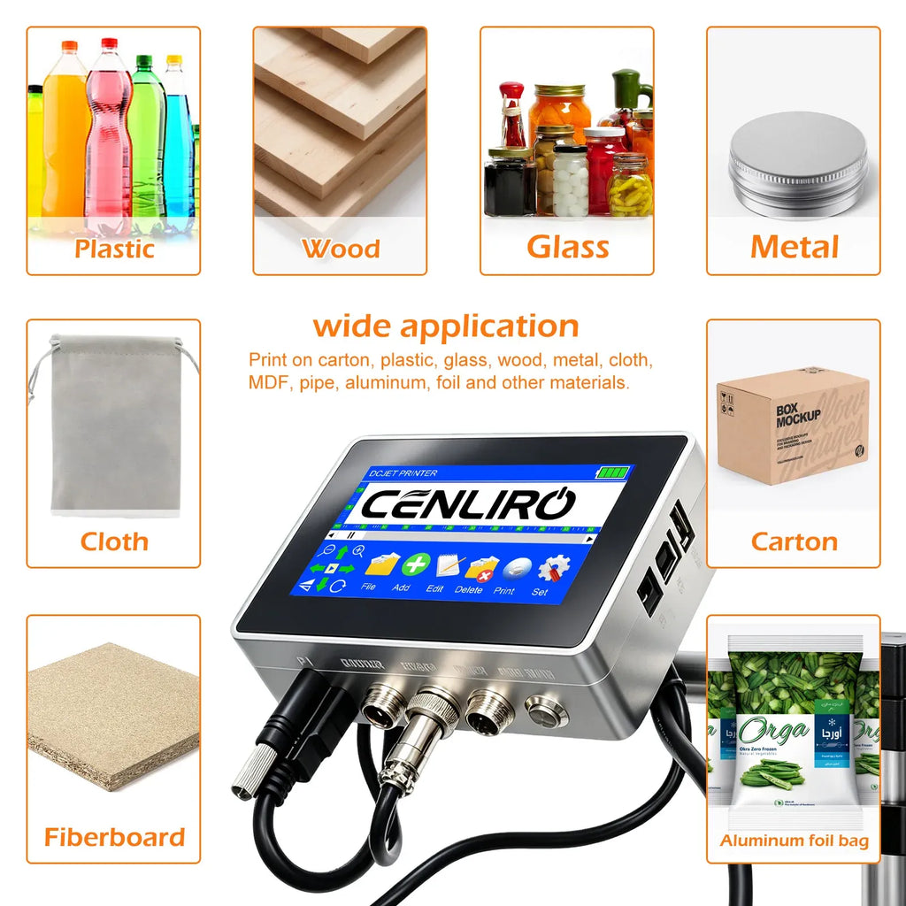 Cenliro CL3200 12.7/25.4mm Industrial Online Inkjet Printer with 4.3'' Screen for QR Barcode Batch Number Logo Date Coding