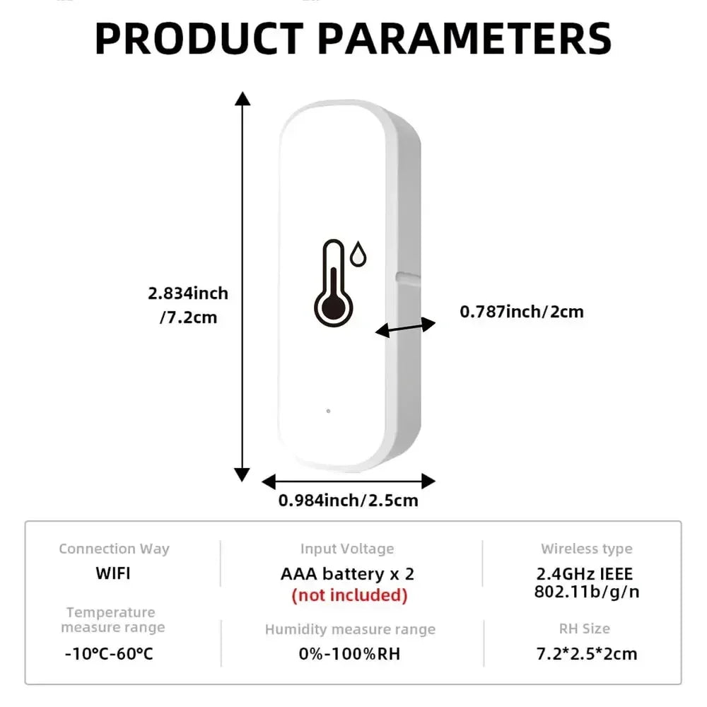 WiFi Temperature Humidity Sensor – Smart Home Remote Climate Monitor Tidesmit