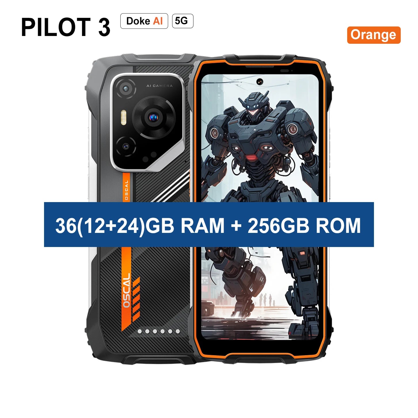 Blackview OSCAL PILOT 3 5G AI Rugged Smartphone MTK 6300, 6.78" 2.4K Display 120Hz, 12GB 256GB, 7500Amh Battery Phone,Android15